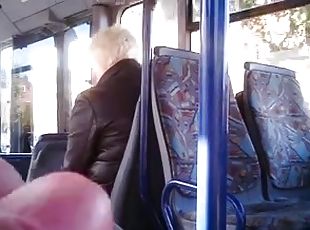 Blonde girl's spy upskirts in the public transport