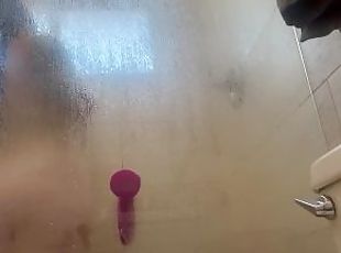 Big tits big booty shower masturbation with dildo