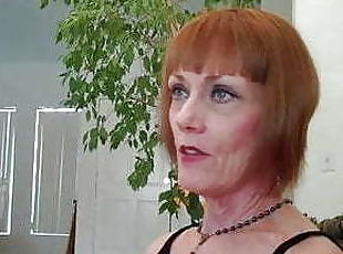 Short Haired Redhead Granny Gives Blowjob