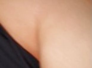 Playing with my creampie. Boyfriend came inside my tight pussy before work