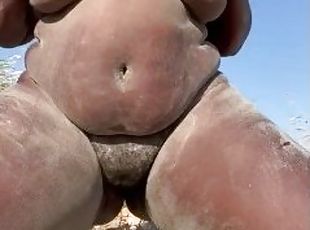 BBW gets sand all over her pussy at public beach  full video on onlyfans