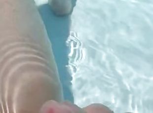 HARD 9 inch COCK IN BACKYARD POOL