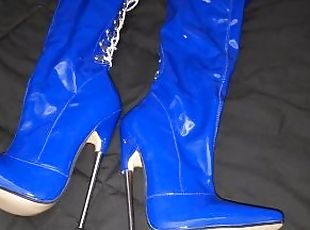 Cum On Wifes Shiny Thigh High Boots