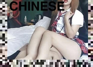 Chinese femdom footjob