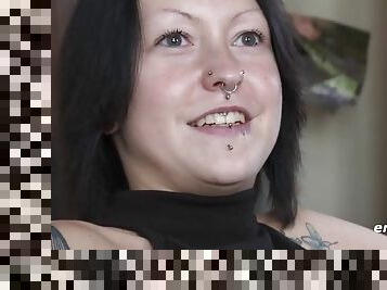Marina with nose piercing and tattoos masturbation