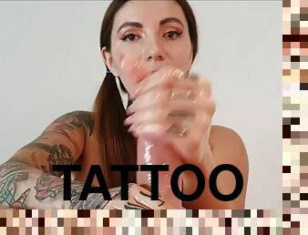 Tattooed Whore Handjob POV