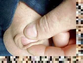Trying to jack off a micro penis 