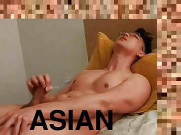 Asian college jock jerking off intensely