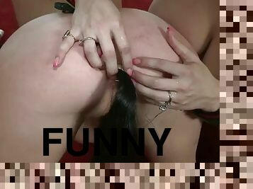 Horny ladies have fun in a bondage clip