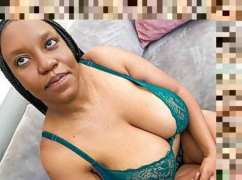 African Casting - Ebony BBW with huge tits gets fucked hard by a big white cock
