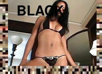 Pornstar teasing in black lingerie