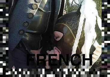 Miss Maskerade Exhibition In Full Rubber French Maid Adventure Outdoor Giving Latex Blowjob