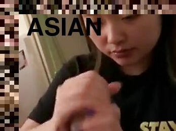 asiatisk, amatör, cumshot, tonåring, sväljer