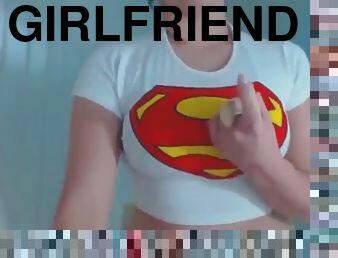 My sexy gf dancing in superman white tshirt