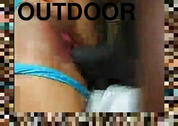 Omar takes chole in the backdoor outdoors