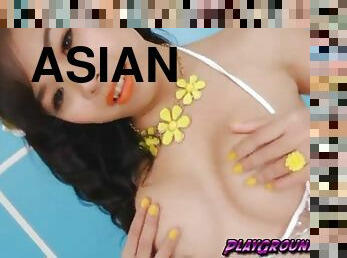 Cute asian ladyboy got fucked after sucking