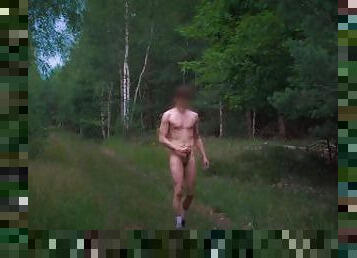 getting naked and masturbating on a hike in the forest