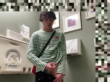 Gay Teen Model Masturbates Inside Dentist Public Restroom!