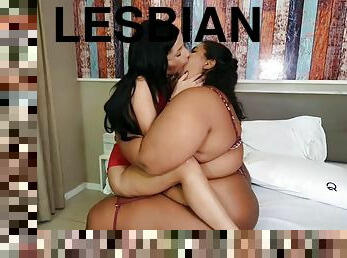 lesbian-lesbian, wanita-gemuk-yang-cantik, berciuman, berambut-cokelat