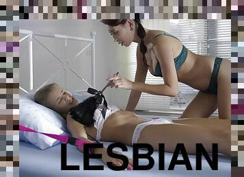 Naughty bimbo Sarah Key lesbian unimaginable adult clip