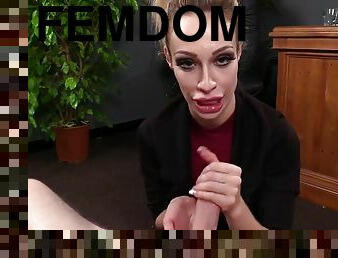 CFNM femdom secretary suck n jerks POINT OF VIEW