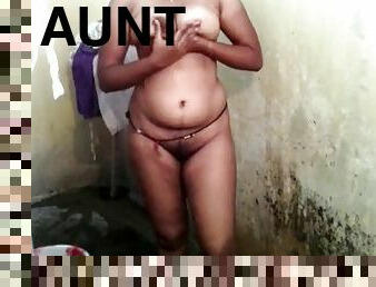 Married aunty bathing