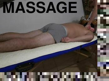 Real Massage Therapist Shagged while her Stepdaughter Listens at the Door