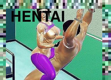 Juri Han and Baki standing bondage deepthroat and fucks hentai