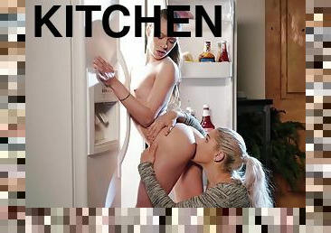 Abella Danger and Naomi Swann fucking in the kitchen