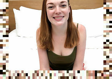 Watch this redhead 19 yr old with PERFECT titties sucks a f