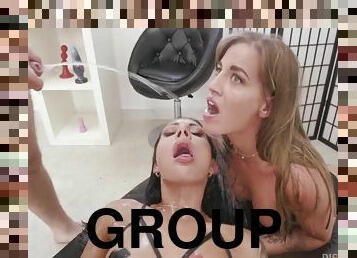 Silvia Dellai & Adelle Sabelle filthy group sex video