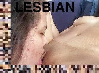 POV Giant clictoris, lesbians sucking pussy close up