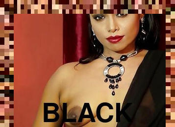 Shilpa Black Saree Fashion Shoot - Solo Indian Lady