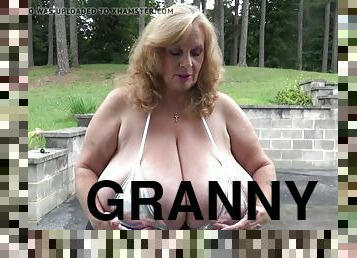 Granny huge boob joi