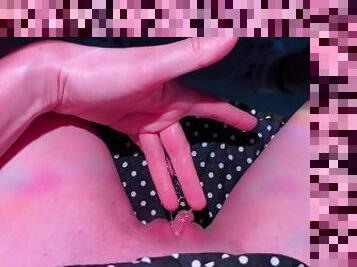 homemade schoolgirl POV masturbate fingering shaved horny dripping wet pussy close up