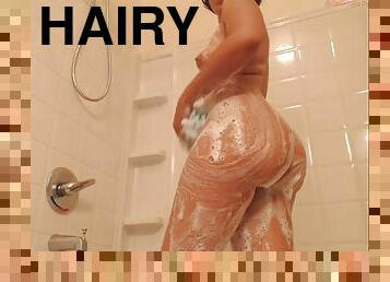 mandi, berambut, pelancapan, milfs, main-dengan-jari, cantik, mandi-shower, solo, rambut-perang