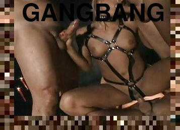 Stunning hardcore gangbang in the cage with blonde