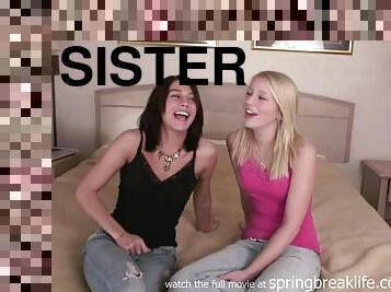 Sisters Flash On Bed - Public