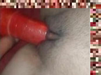 I get fucked wife with a thick and long transparent dildo, it's so nice that I cum on myself