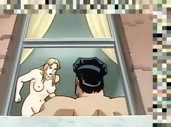 Cartoon cop fucks a hot blonde from behind