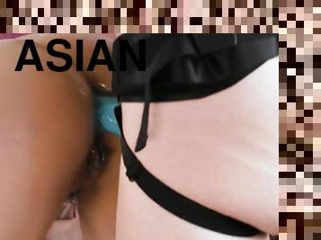 asiatic, paroasa, strapon, anal, lesbiana, iubita, fetish