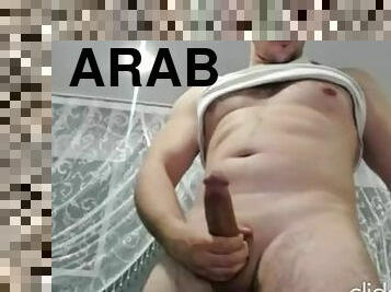 Arab stud wanking thick cock on cam