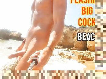 Hot Guy Flashing His Big Cock on a Public Beach!