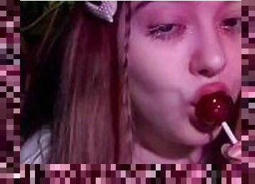 Cute tyanka can't decide what she likes more: sucking candy or dick