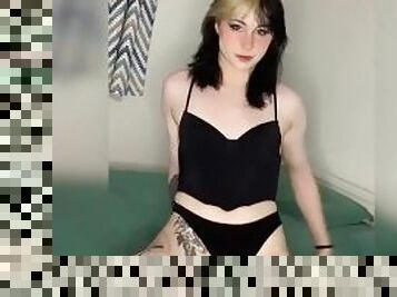 Sexy transgender girl jerking off