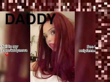 Redhead  sexy girl is waiting for daddy at home for hard sex