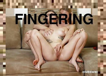 Sensual nude girls lick and finger fuck each other in supreme duo