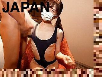 Japanese girls wearing swimsuits gives a guy an armpitjob