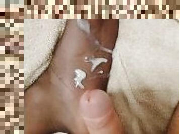 Micro penis grows and cum on nylon feet