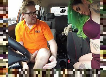 Ryan Ryder and Madison Phoenix relax at a driving lesson
